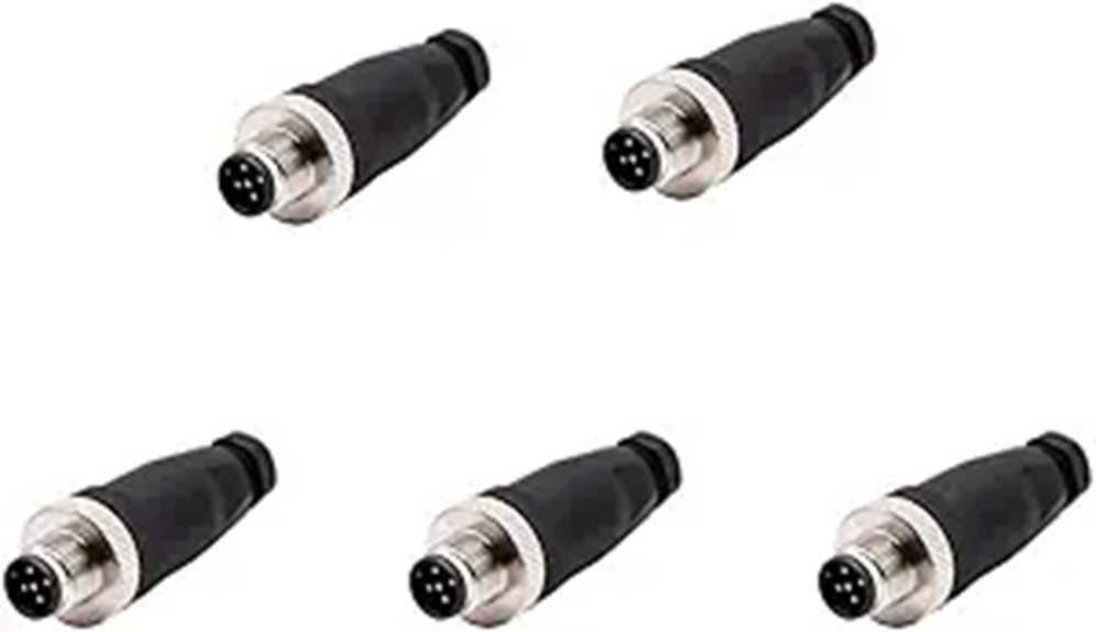 five m12 male connectors