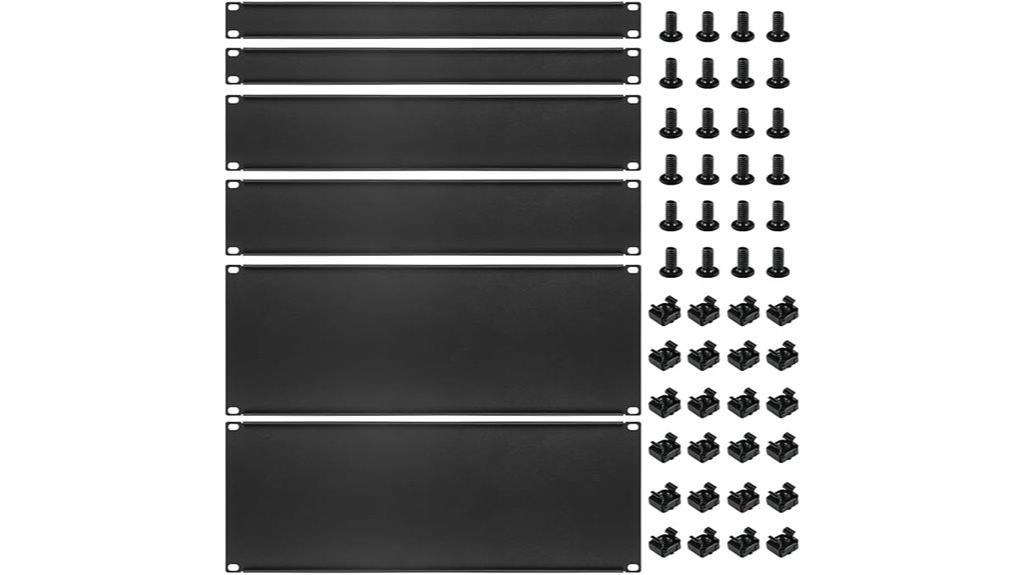 six metal rack panels