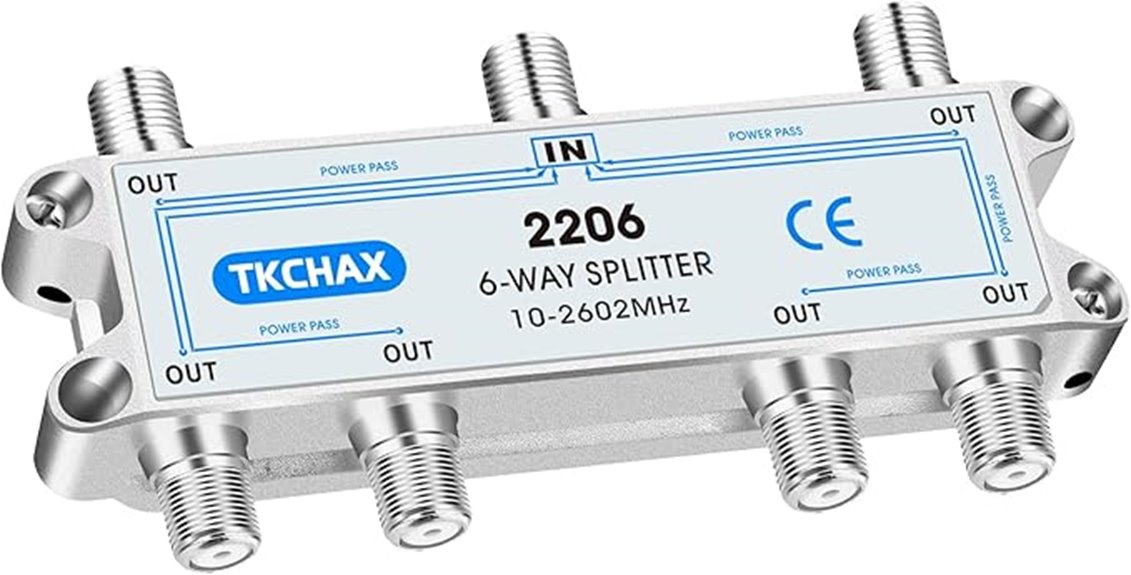 six way coaxial splitter