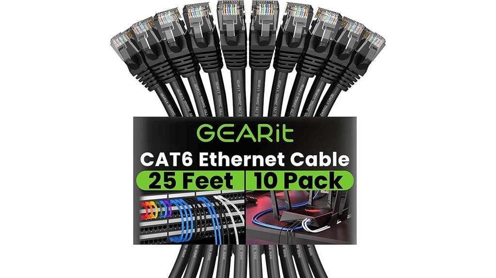 ten 25 foot ethernet cables