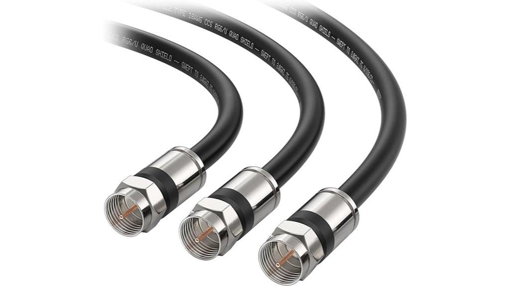 three pack 1 5ft rg6 cables