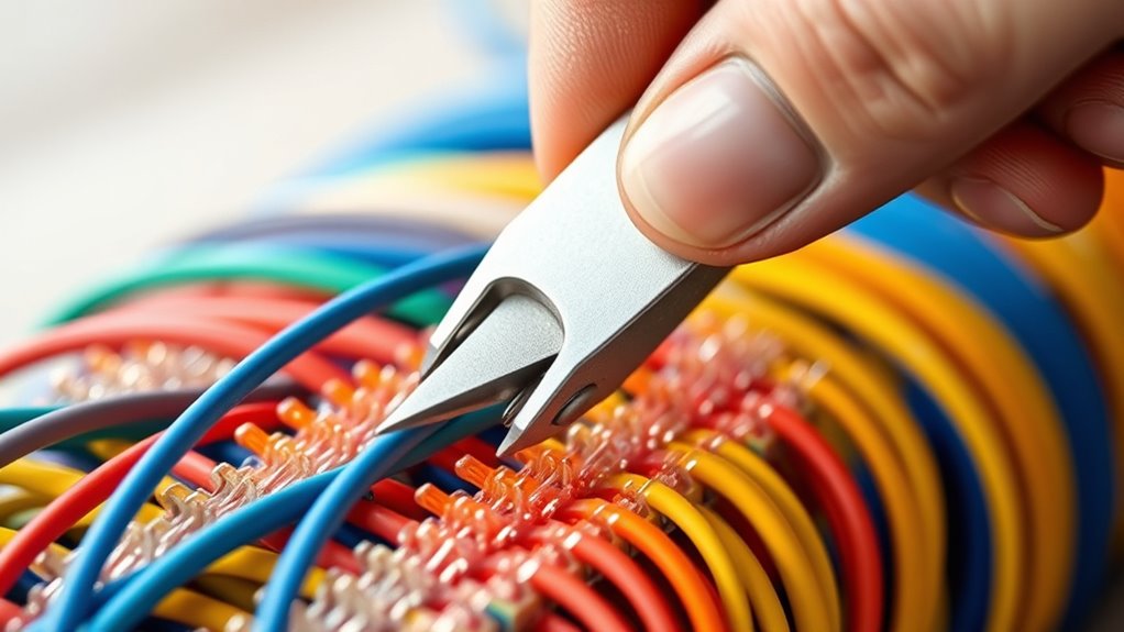 insert wires into punch down tool