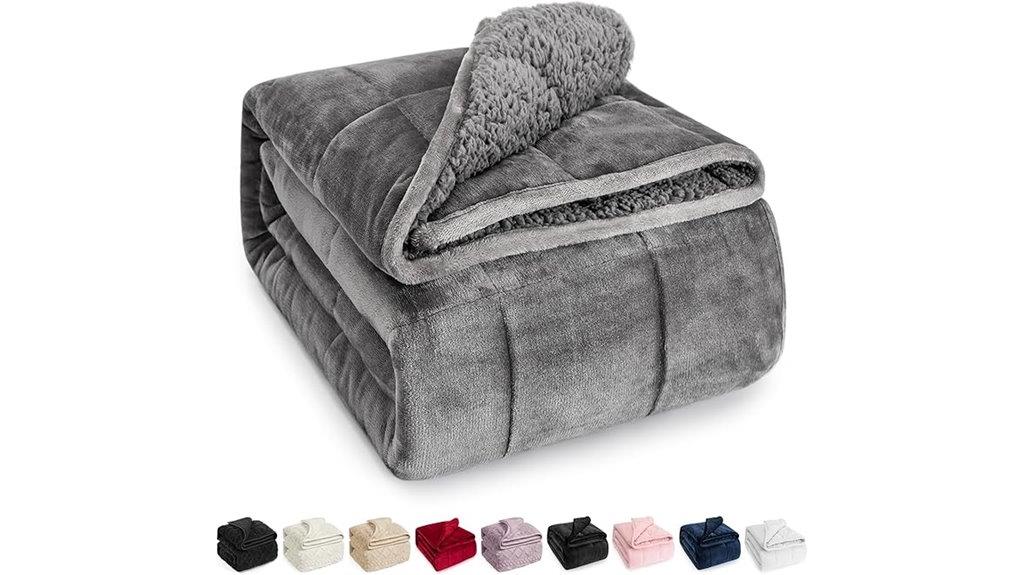 weighted grey sherpa blanket