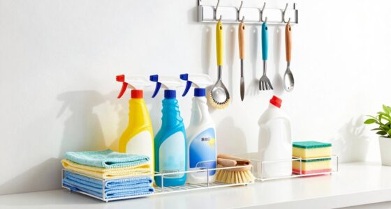 organized cleaning equipment storage